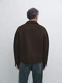 Wool jacket with double corduroy collar