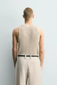 KNIT COTTON LINEN BLEND TANK TOP