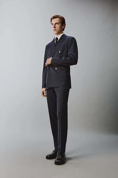 PANTALON DE COSTUME À RAYURES 100% LAINE