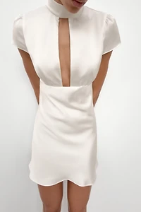SATIN EFFECT SLIT DRESS
