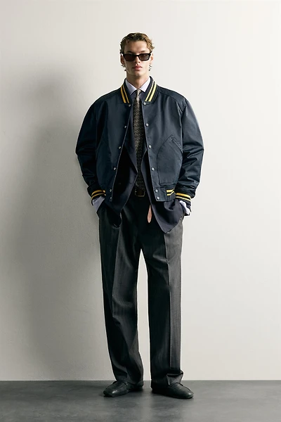 CONTRAST RELAXED FIT BOMBER JACKET