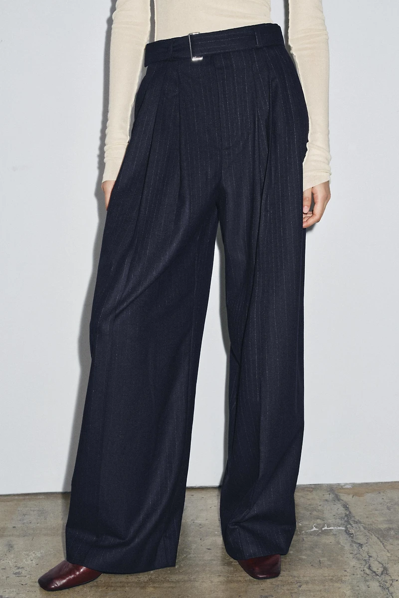 PINSTRIPE BELTED PANTS ZW COLLECTION
