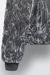 VELVET JEWELED BOMBER JACKET