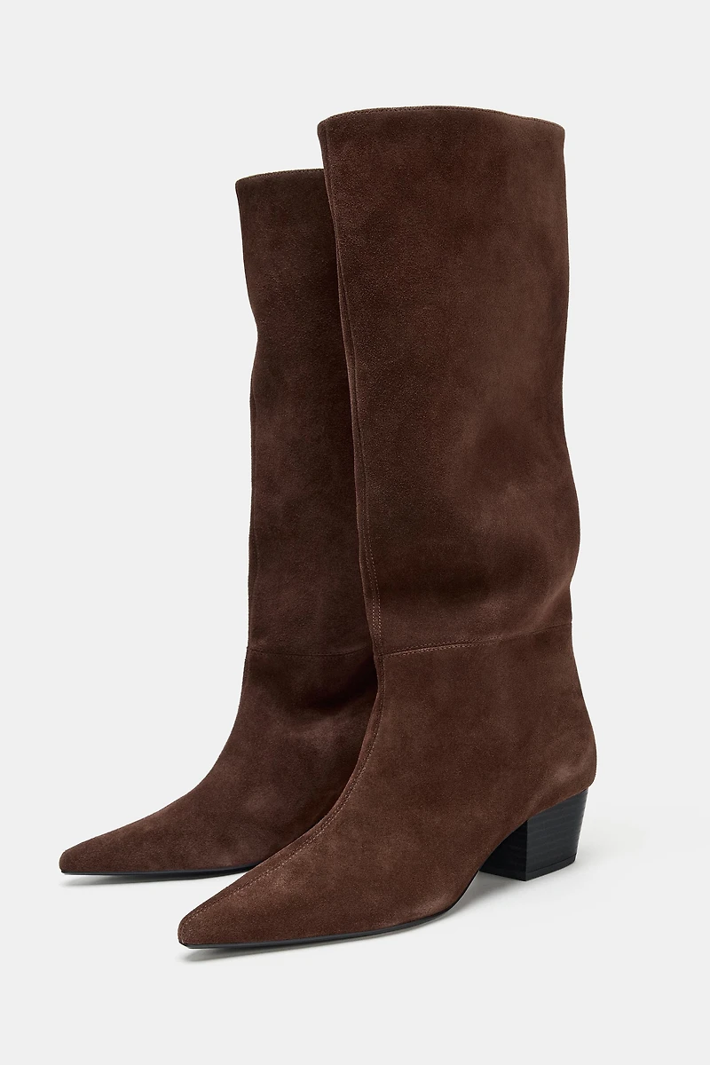 BOTTES COW-BOY EN CROÛTE DE CUIR