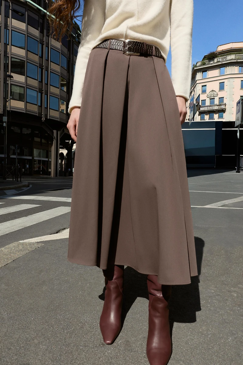 CAPE MIDI SKIRT WITH BELT