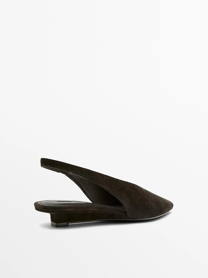 Split suede leather slingback shoes