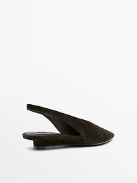 Split suede leather slingback shoes