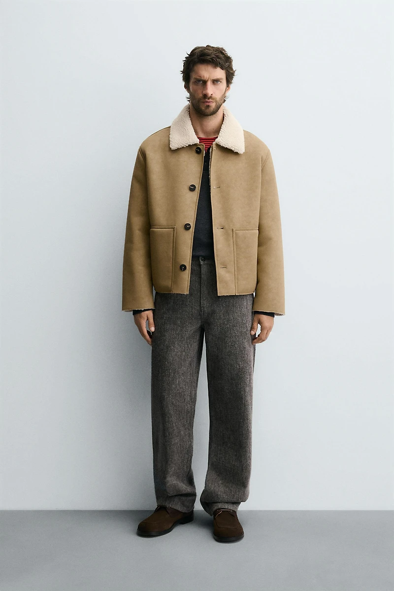 DOUBLE FACED FAUX LEATHER JACKET