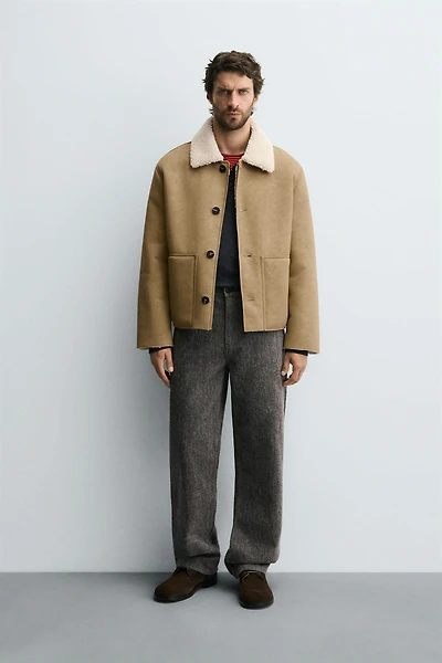 DOUBLE FACED FAUX LEATHER JACKET