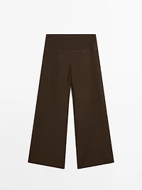 High-waist wide-leg linen trousers