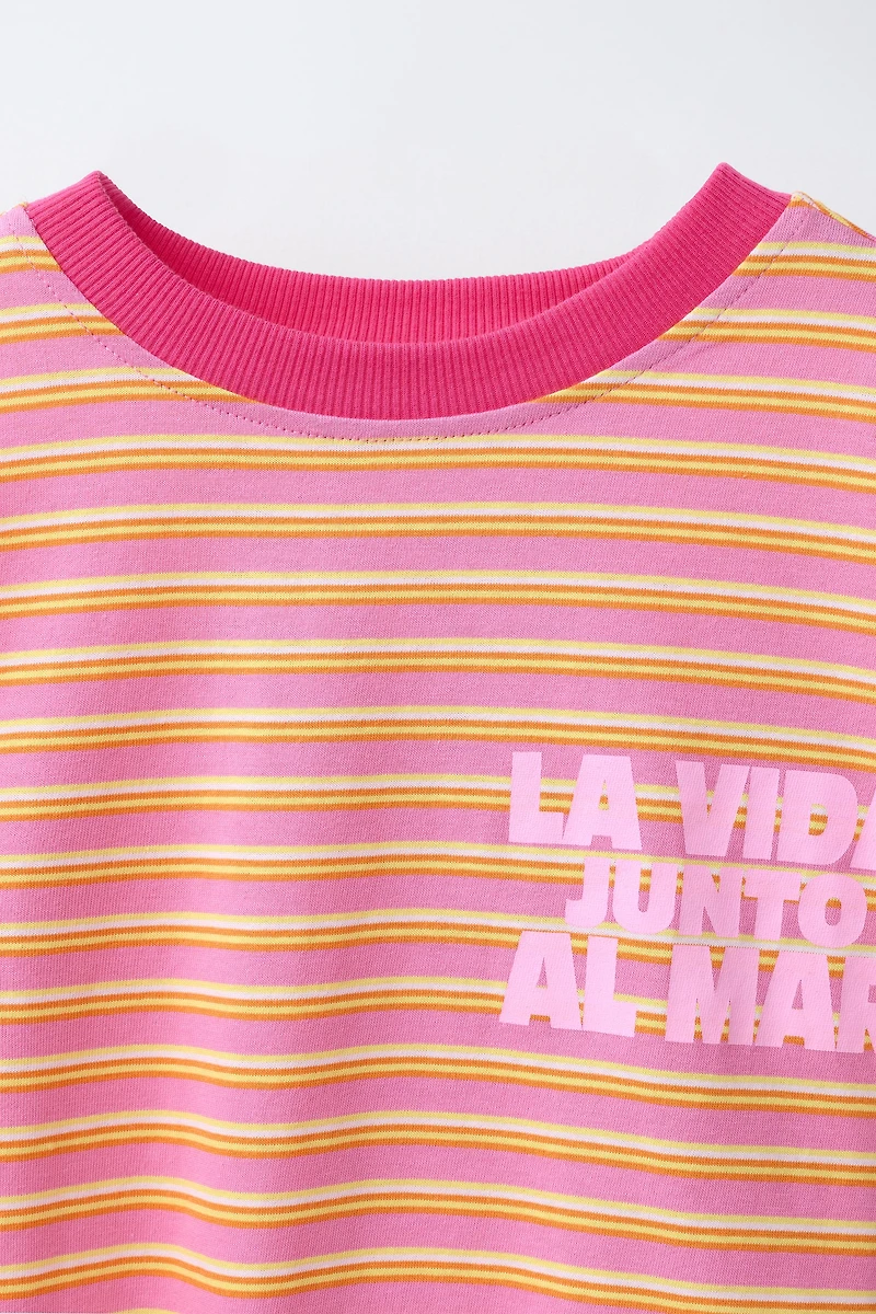 STRIPED AND PRINTED T-SHIRT