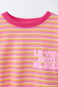 STRIPED AND PRINTED T-SHIRT