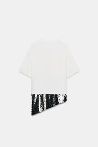 ASYMMETRIC SEQUIN T-SHIRT