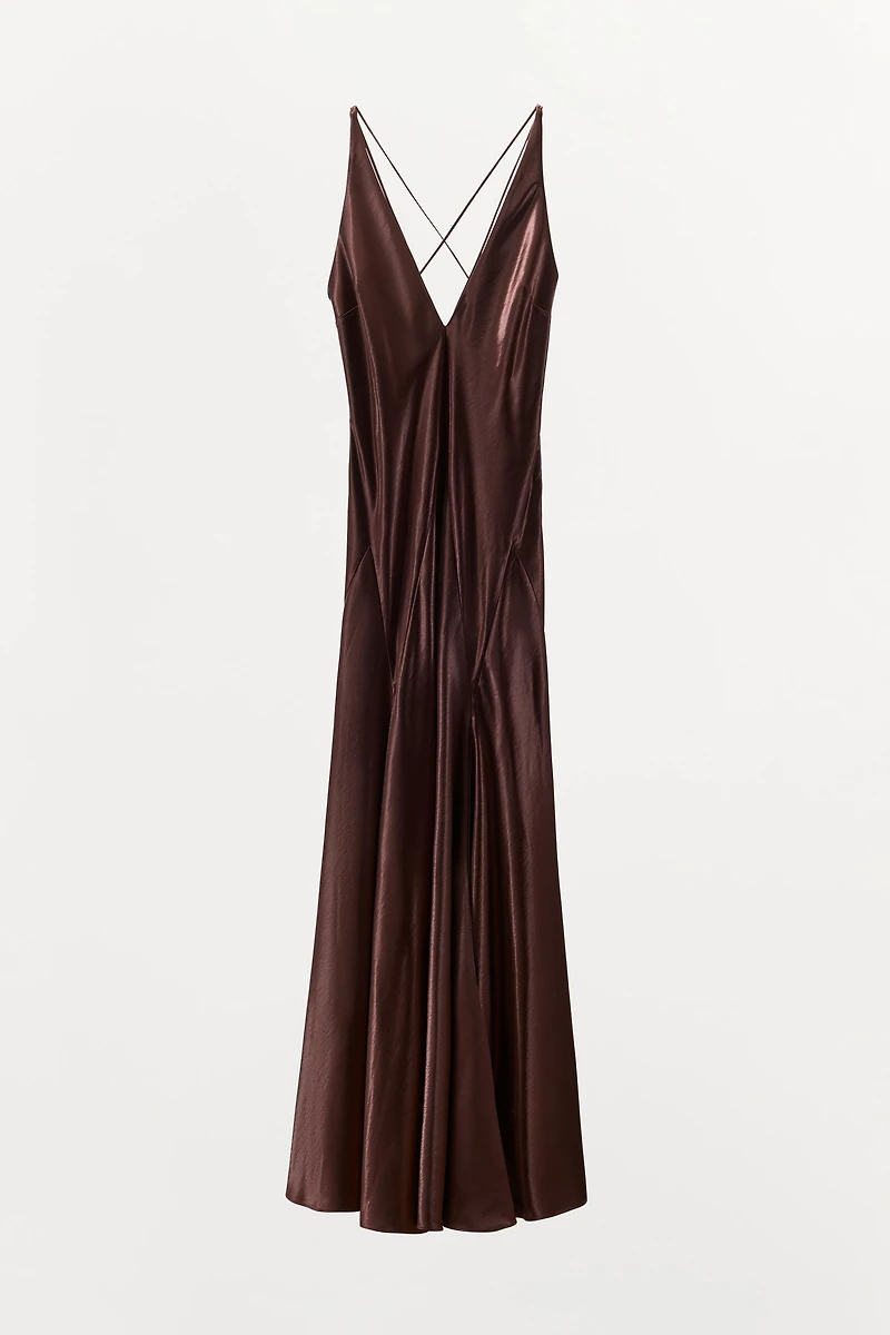 VOLUMINOUS SATIN LONG DRESS