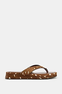 PRINTED LEATHER PLATFORM SANDALS