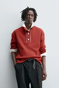 CONTRAST TEXTURED POLO SHIRT