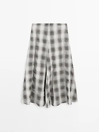 Long flared check skirt