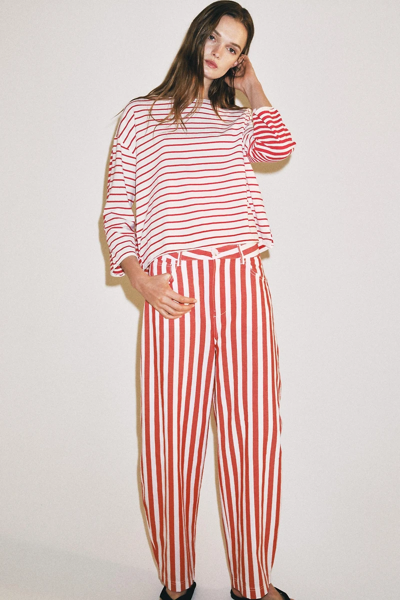ZW COLLECTION STRIPED TAPERED JEANS