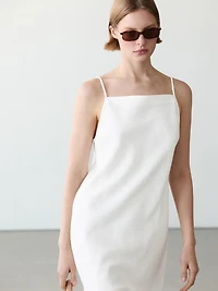 Robe midi encolure droite 100 % lin