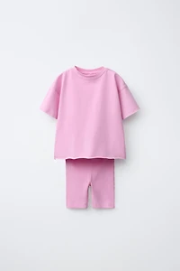 RIB CYCLING TOP AND LEGGINGS SET