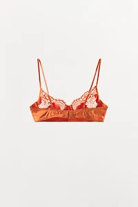 SATIN EFFECT LACE UNDERWIRE BRA