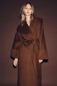MANTEAU LONG AVEC CEINTURE ET LAINE ZW COLLECTION LIMITED EDITION