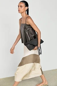 Flowing patchwork midi skirt