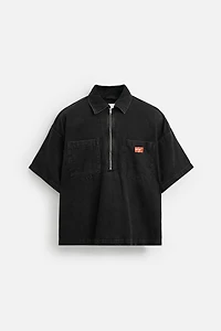 ZIPPER DENIM POLO SHIRT