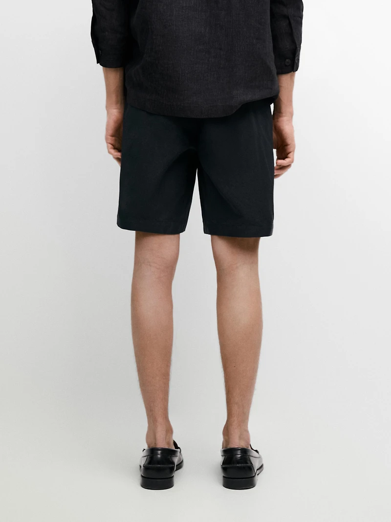 Cotton Bermuda shorts with waist detail