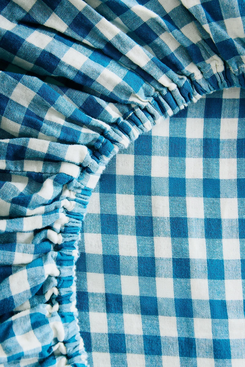KIDS' CHIFFON CHECKED FITTED SHEET