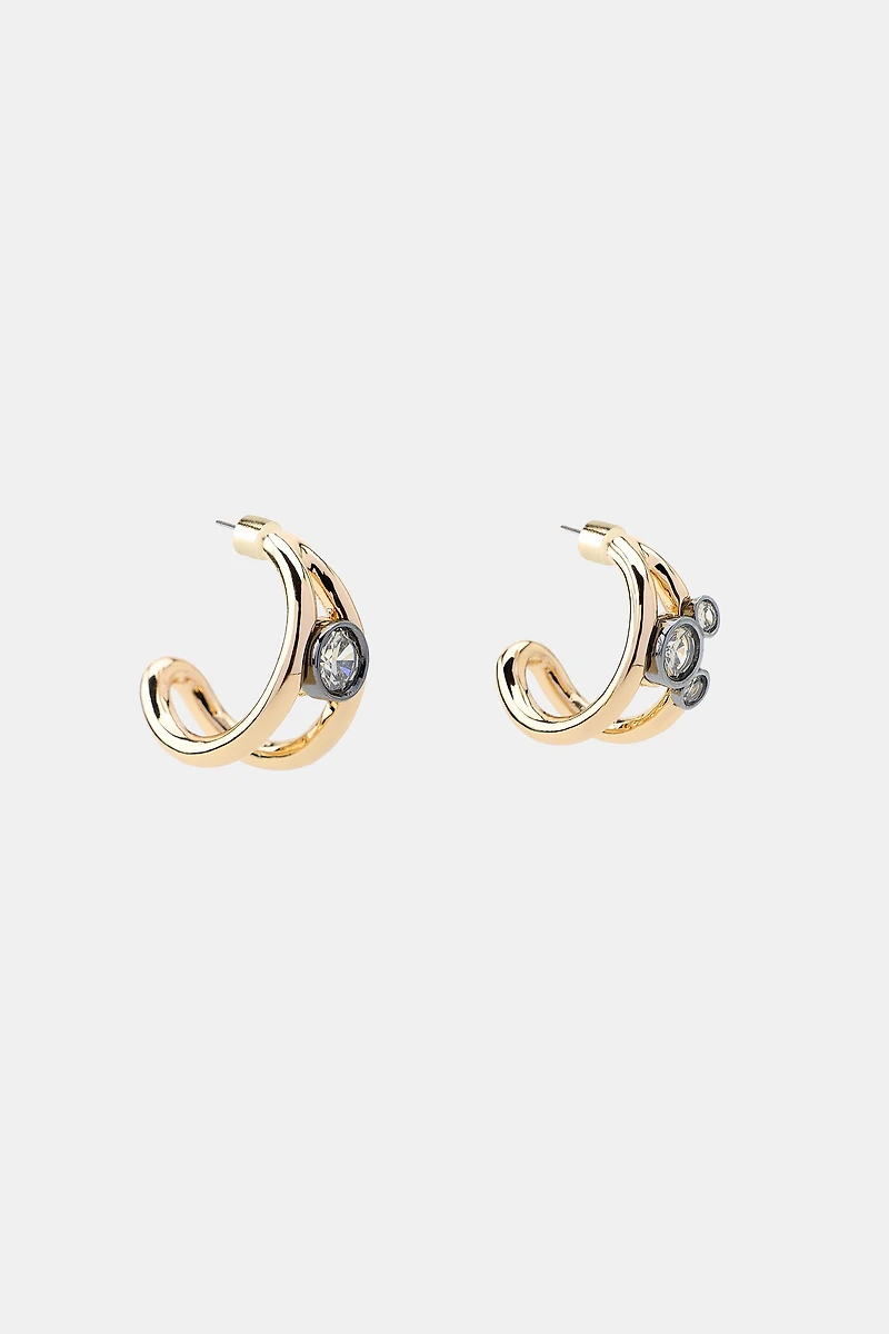 SPARKLY DOUBLE HOOP EARRINGS
