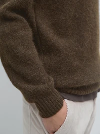 Knit alpaca blend crew neck sweater