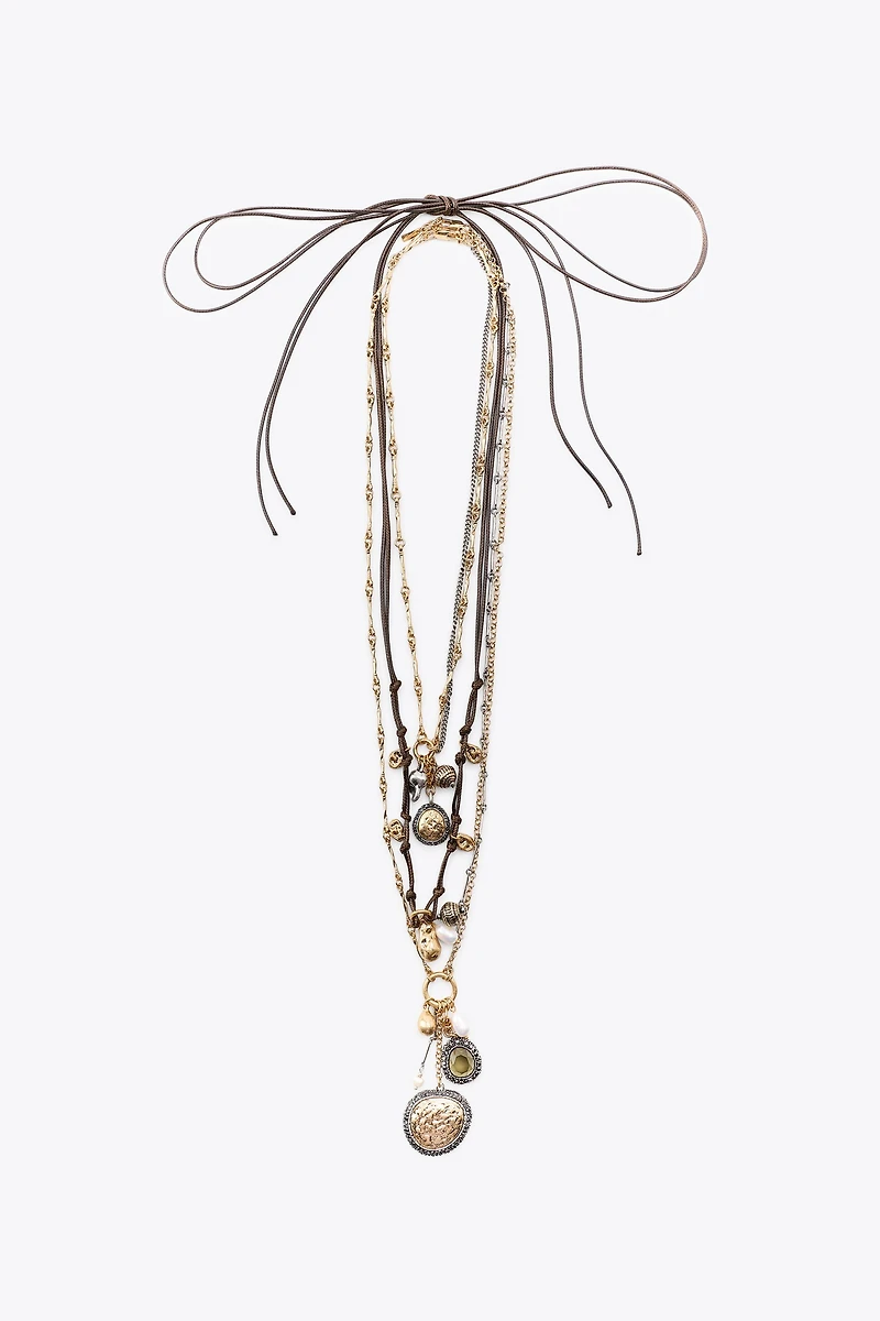 3-PACK OF CORD, COIN AND CHARM NECKLACES