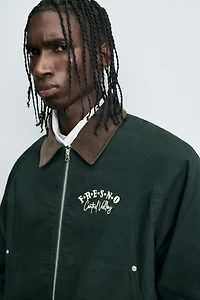 EMBROIDERED CONTRAST COLLAR JACKET