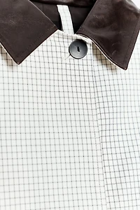 ZW COLLECTION FAUX LEATHER COLLAR SHORT TRENCH COAT