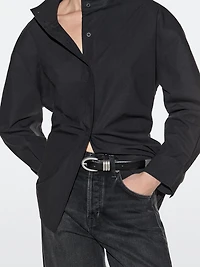 Nappa leather belt with metallic detail