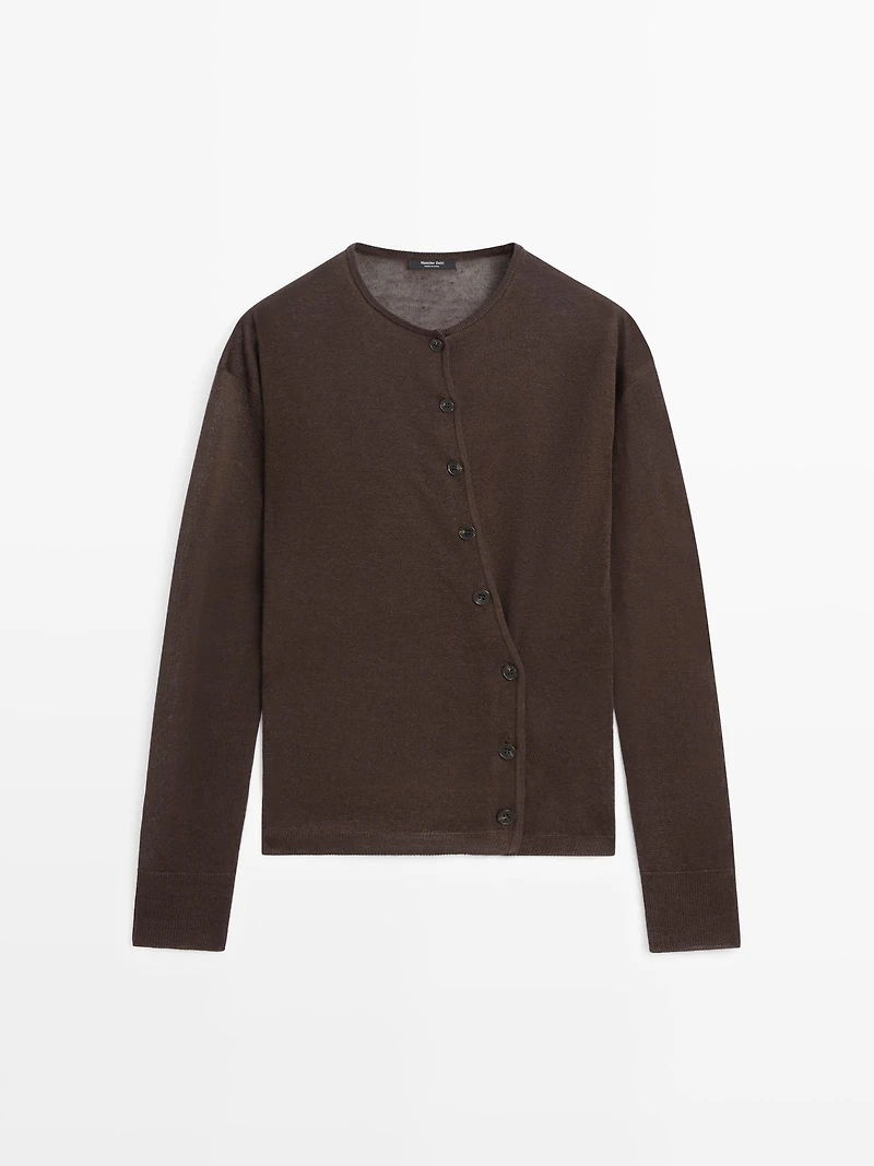 Cardigan boutonné en mélange de lin