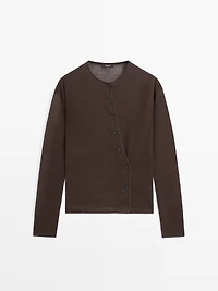 Cardigan boutonné en mélange de lin