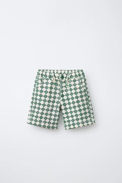 CHECKERED TWILL SHORTS