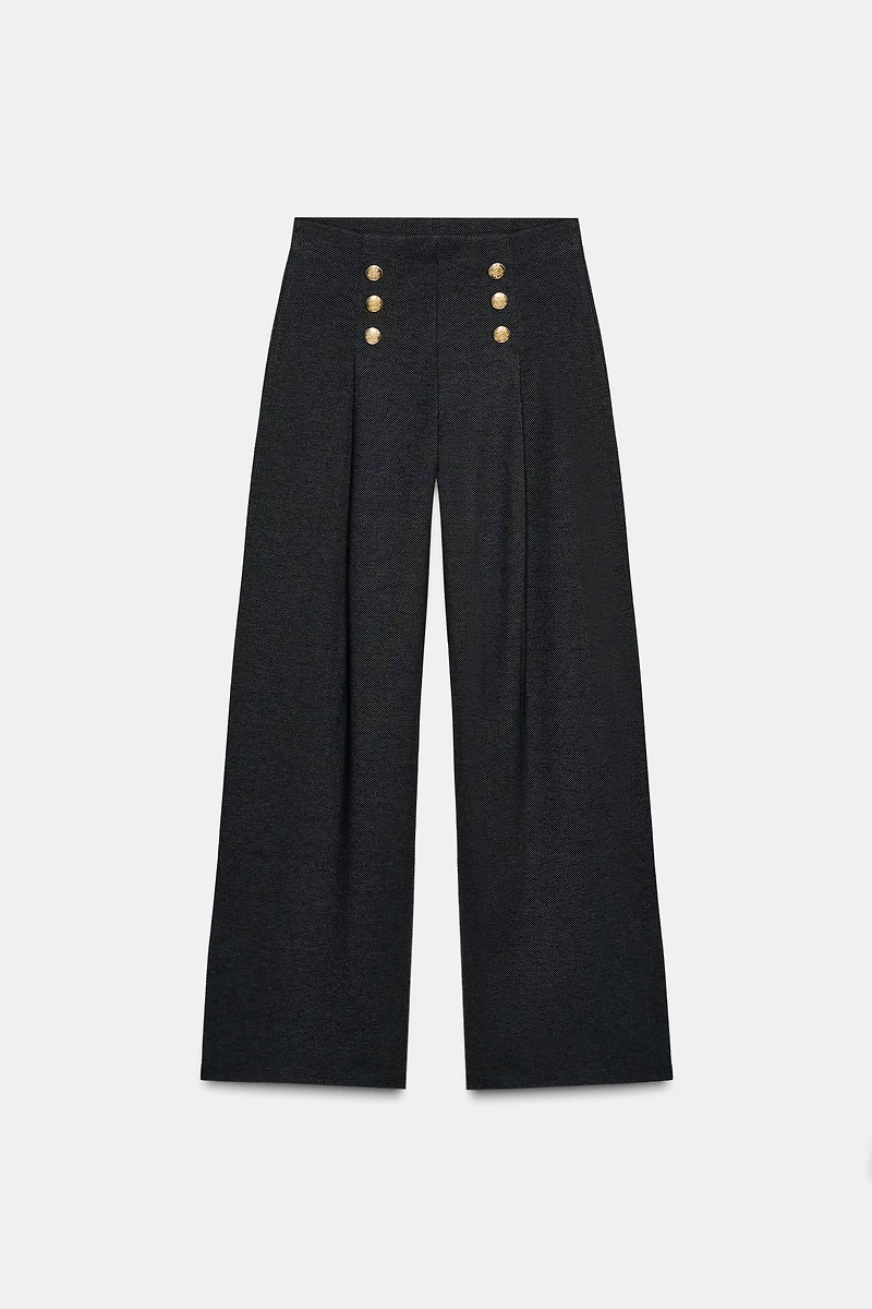 BUTTONED TWILL PANTS
