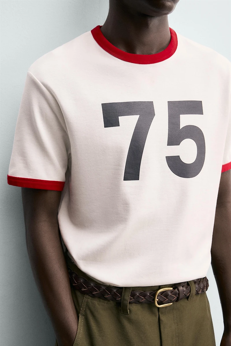 CONTRAST RIB NUMBER T-SHIRT