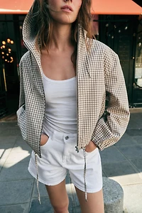 BLOUSON À CAPUCHE CARREAUX