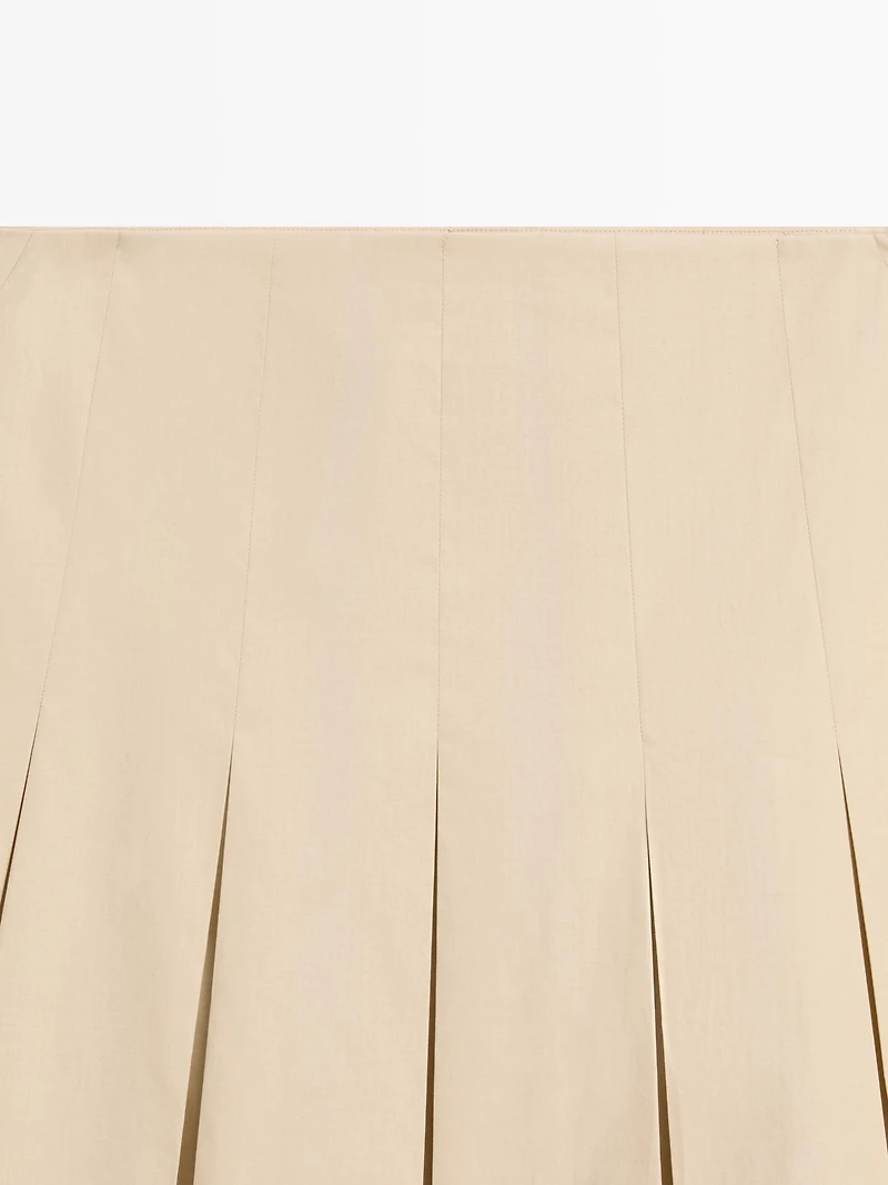 Cotton box pleat midi skirt