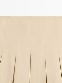 Cotton box pleat midi skirt