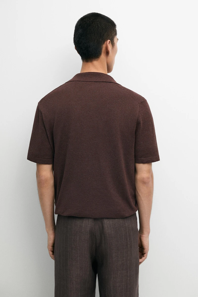 Short sleeve button-up knit cardigan