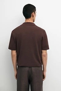 Short sleeve button-up knit cardigan