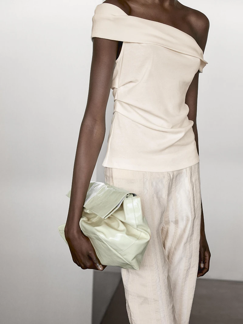 Draped strapless top