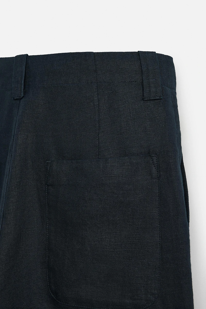 STRAIGHT FIT 100% LINEN PANTS