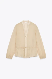 CHEMISE SEMI-TRANSPARENTE À EFFET PLISSÉ