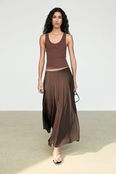 Flowing flared midi skirt